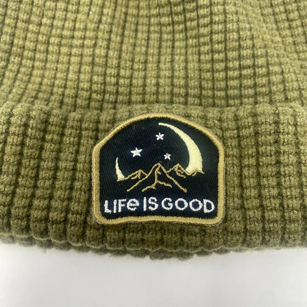Life is Good Knit Beanie Winter Hat Cap Olive Green‎ Winter Ski